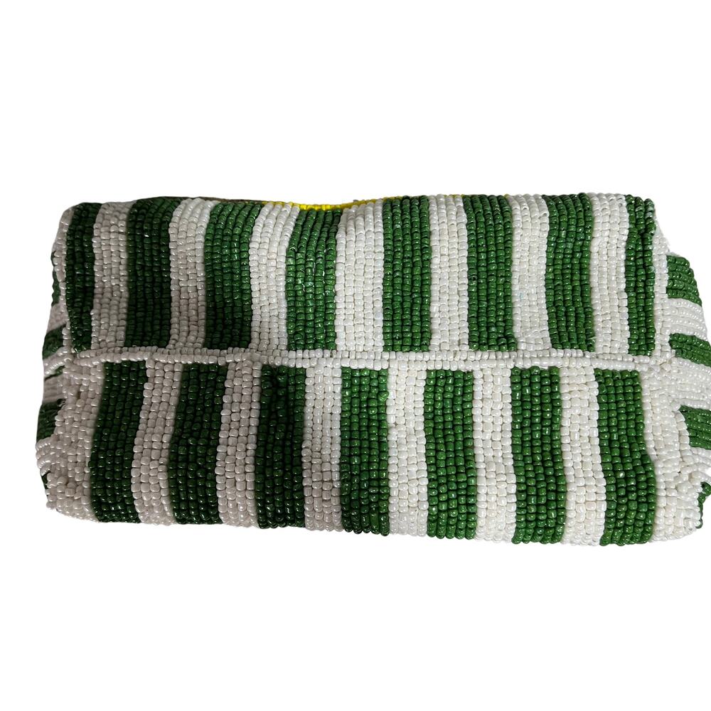 Beaded Green Stripe Crossbody Bag with Martini Motif - Picture 3 of 4